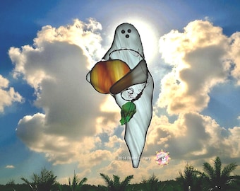 Ghost Handmade Stained Glass Suncatcher, Halloween Lovers
