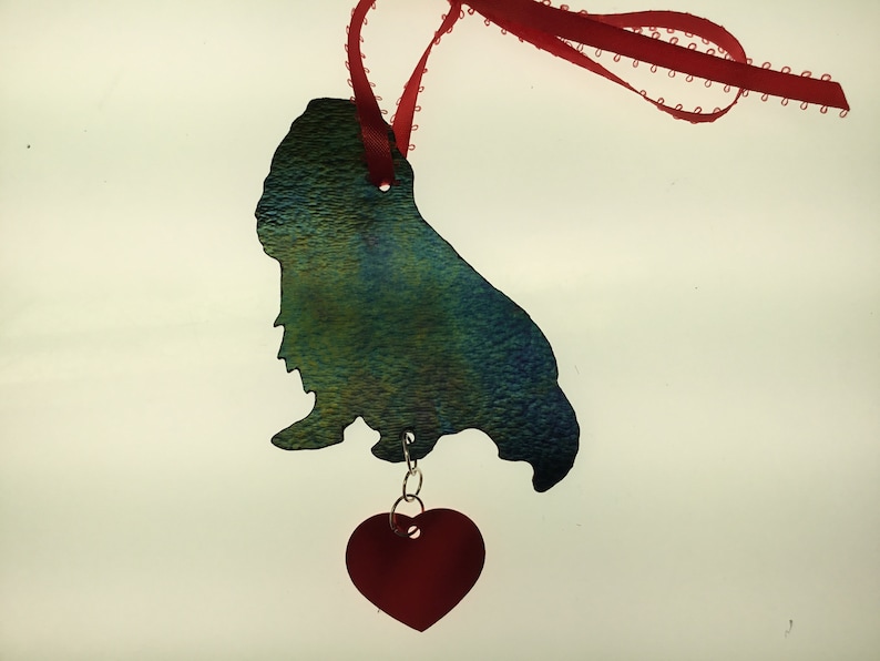 Cavalier King Charles Spainel Silhouette Stained Glass Ornament Head Full Body Dog Memorial Original and Exclusive Design Handmade