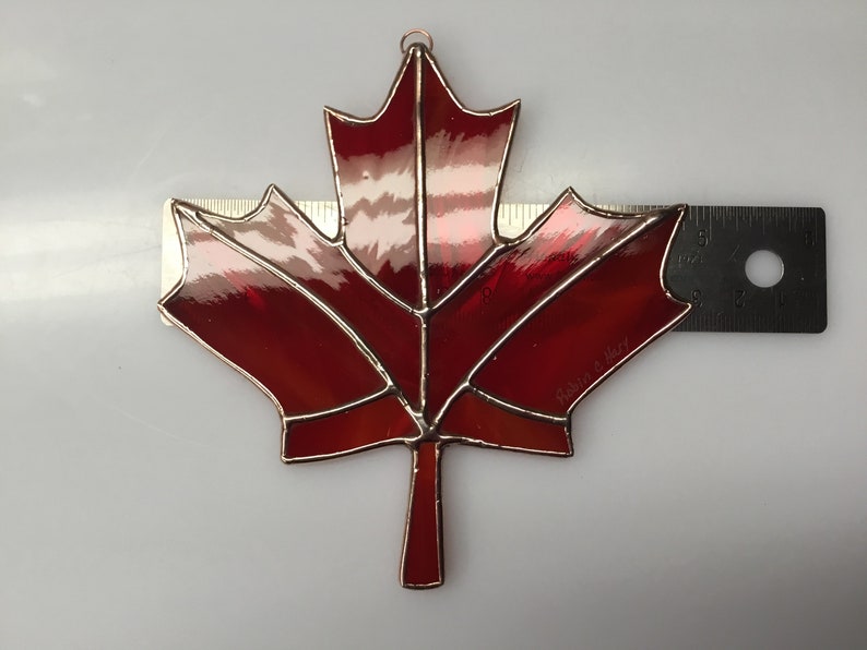 Canadian Maple Leaf Handmade Stained Glass Suncatcher Etsy