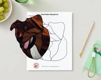 Australian Shepherd Stained Glass Pattern/ PDF/ DIY Dog Window Hanging