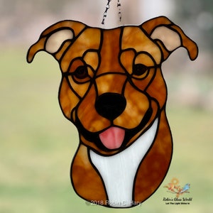 American Staffordshire Terrier Handmade Stained Glass Suncatcher