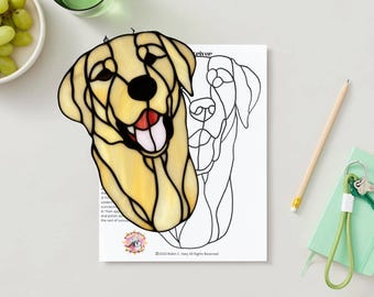 Labrador dog stained glass pattern - Etsy 日本