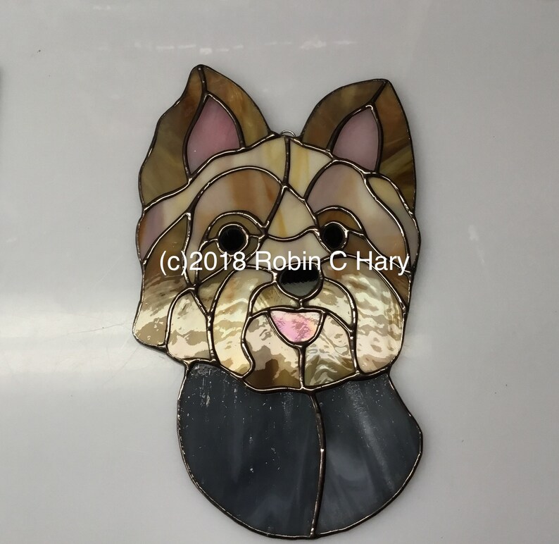 Yorkshire Terrier Stained Glass Suncatcher Yorkie Dog Memorial Etsy