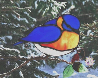 Bluebird Handmade Stained Glass Suncatcher, Bird Lover Gift, Genuine Art Glass