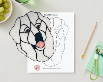 Great Pyrenees Stained Glass Pattern/ PDF/ DIY Dog Window Hanging