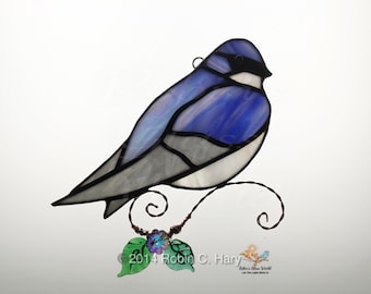 Tree Swallow Handmade Stained Glass Suncatcher