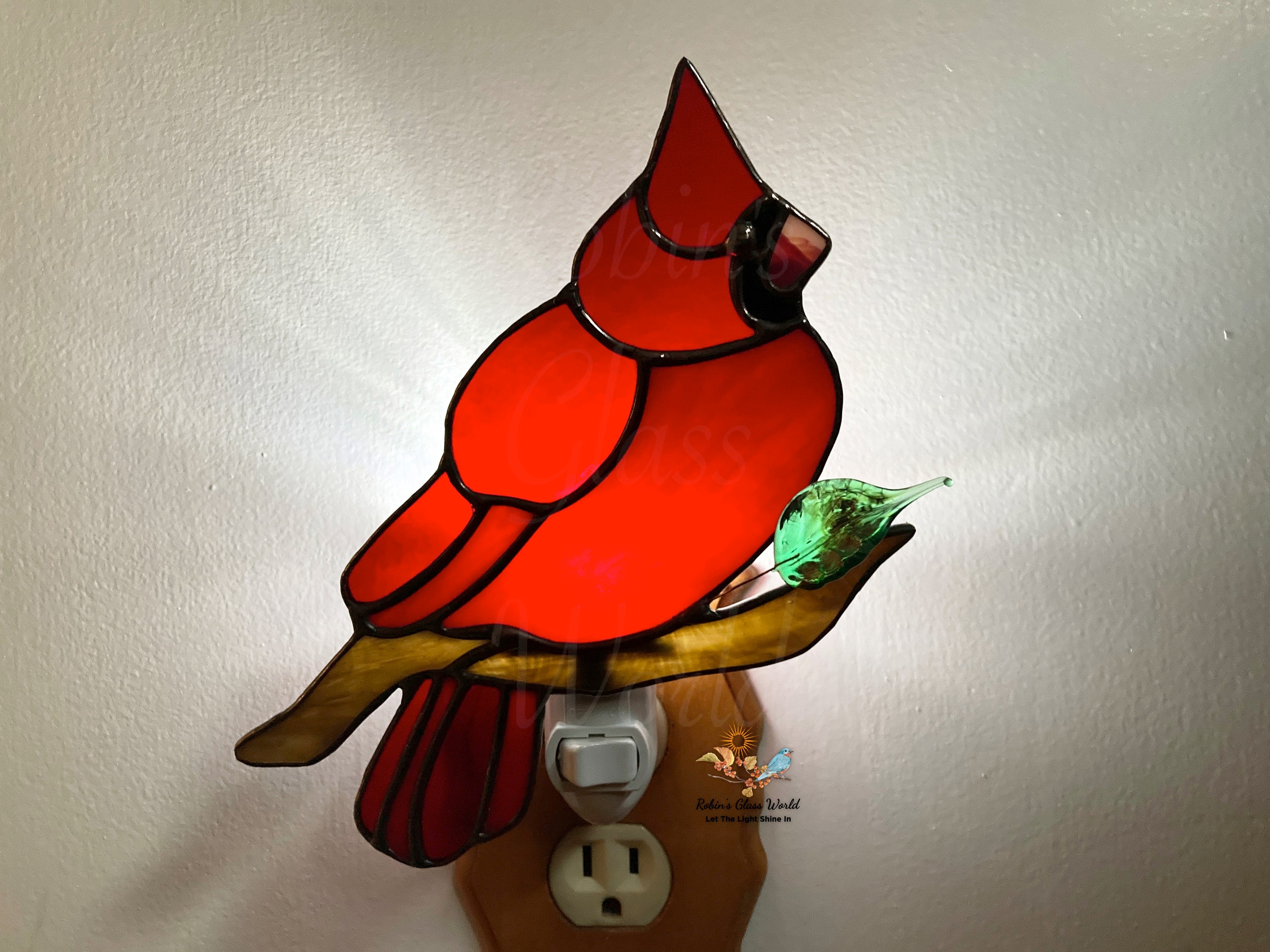 Cardinal Handmade Stained Glass Night Light Etsy