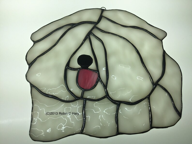 Hungarian Puli Stained Glass Suncatcher Dog Memorial Original and Exclusive Design Handmade Glass Dog