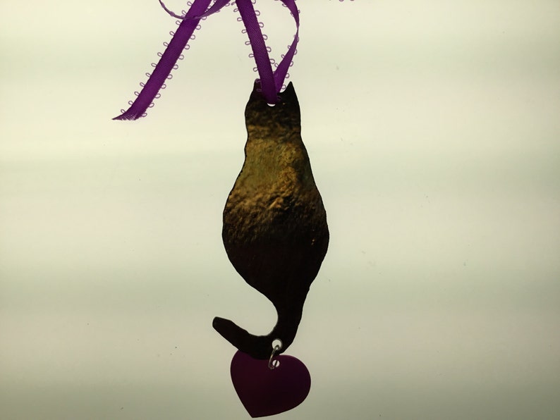 Fat Cat Silhouette Stained Glass Ornament Cat Memorial Original and Exclusive Design Handmade