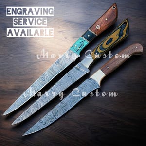 Damascus Fillet Knives Flexible Fillet Knife with Sheath, Hand Forged Fillet Knife, Fillet Knife, Chef Knife Set, Hunting Knife with Sheath