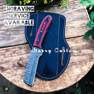 Custom Damascus Steel Bull Cutter Knife with Sheath, Cowboy Knife with Sheath, Cowboy Bull Cutter Knife, Damascus Hunting Knife with Sheath