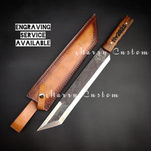 Custom 80CrV2 Steel Machete Knife with Sheath, Hunting Knife with Sheath, Camping Knife for Outdoor Activities, Survival Knife, Gift for him