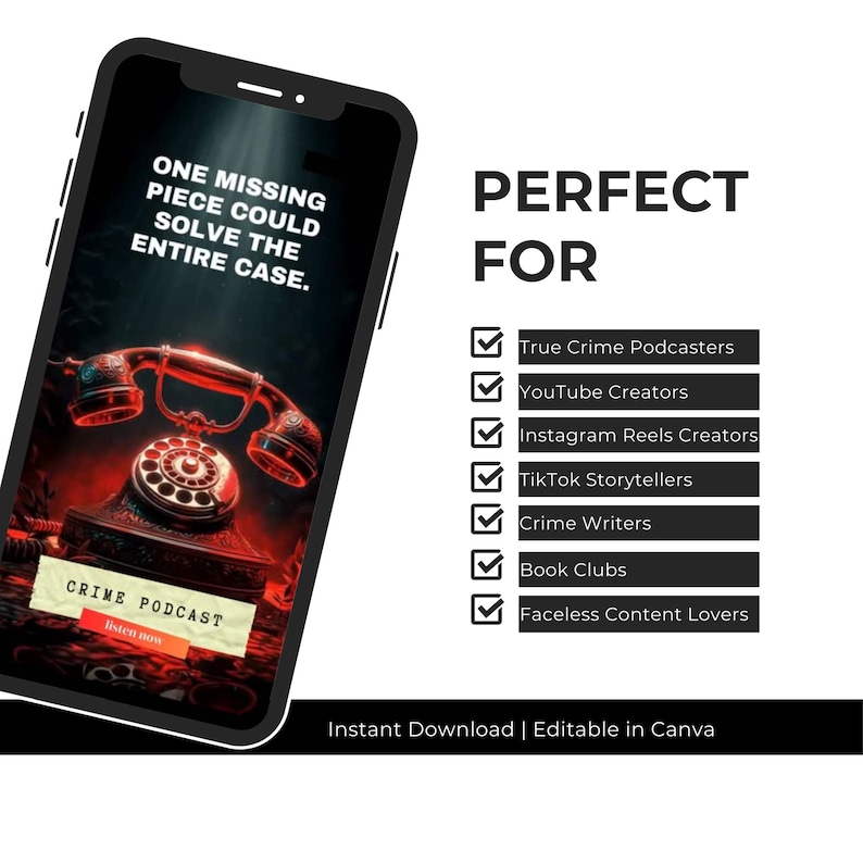 Creepy True Crime Video Reels: Podcast & Social Media Templates (canva ...