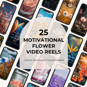 Vídeos motivacionales florales: 25 plantillas de Canva