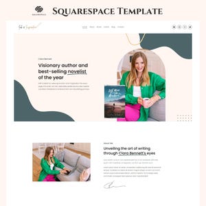 May include: A website homepage for a best-selling novelist, Clara Bennett. The website features a photo of the author, a book cover for her novel "Lost Moon From Another", and text about her writing.