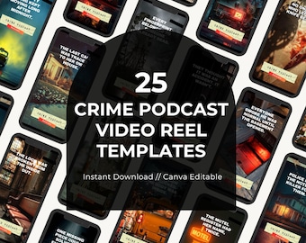 Videos de crímenes reales espeluznantes: Plantillas para podcasts y redes sociales (Canva)
