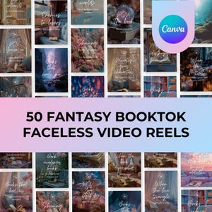 Pacchetto di bobine senza volto di BookTok / Modelli video Canva di fantasia pastello