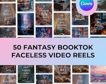Paquete de carretes sin rostro de BookTok / Plantillas de video de Canva de fantasía pastel