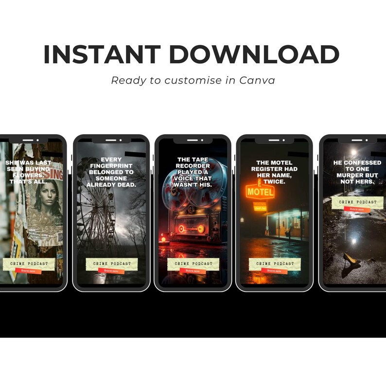 Creepy True Crime Video Reels: Podcast & Social Media Templates (canva ...