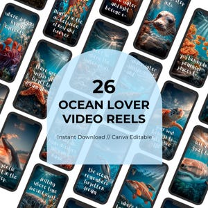 Videorollen oceaandieren • 26 dromerige onderwater kalmerende socialemediasjablonen