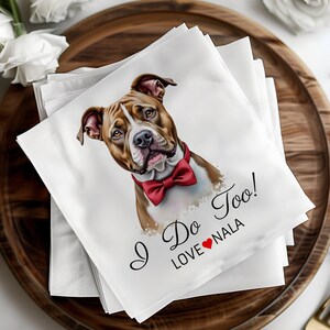 Custom Pet Wedding Napkins, Personalized Wedding Napkins, Dog Wedding Cocktail Napkins, Bridal Shower Decor, Wedding Bar Napkins