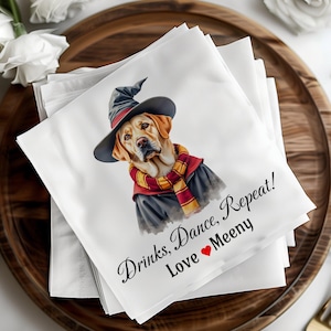 Custom Wedding Napkins, Dog Wedding Napkins, Personalized Wedding Napkins, Wedding Bar Napkins, Pet Cocktail Napkins, Bridal Shower Decor
