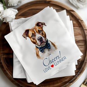 Custom Wedding Napkins, Dog Wedding Napkins, Personalized Pet Napkins, Wedding Bar Napkins, Cocktail Napkins, Wedding Favors, Bridal Shower