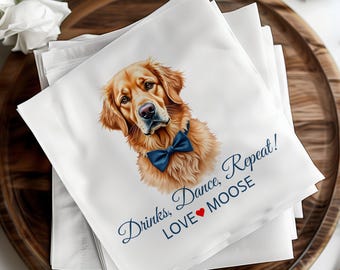 Servilletas de boda personalizadas, servilletas de cóctel, servilletas de boda personalizadas, servilletas de boda para perros, servilletas de bar para bodas, servilletas de cóctel para mascotas