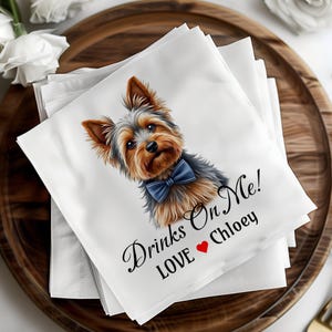 Custom Pet Wedding Cocktail Napkins, Personalized Wedding Napkins, Dog Wedding Bar Napkins, Bridal Shower Decor, Engagement Party Favors