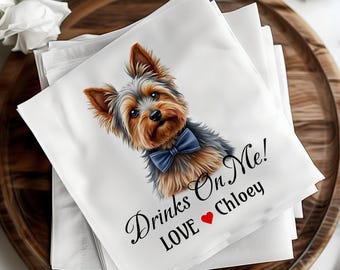 Servilletas de cóctel de boda para mascotas personalizadas, servilletas de boda personalizadas, servilletas de bar de boda para perros, decoración de despedida de soltera, regalos de fiesta de compromiso