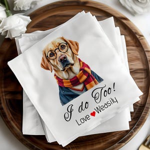 Custom Wedding Napkins, Dog Wedding Napkins, Personalized Wedding Napkins, Wedding Bar Napkins, Pet Cocktail Napkins, Bridal Shower Decor