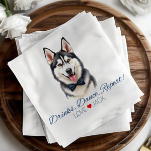 Custom Pet Wedding Napkins, Dog Wedding Napkins, Personalized Cocktail Napkins, Wedding Favors, Custom Dog Napkins, Custom Wedding Décor