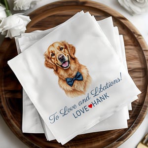 Custom Wedding Napkins, Personalized Wedding Favors, Dog Wedding Napkins, Custom Pet Napkins, Cocktail Napkins, Bridal Shower Decor
