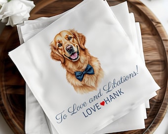 Servilletas de boda personalizadas, regalos de boda personalizados, servilletas de boda para perros, servilletas personalizadas para mascotas, servilletas de cóctel, decoración de despedida de soltera