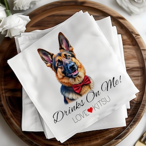 Custom Pet Napkins Dog Wedding Napkins Wedding Bar Napkins Personalized Napkins Wedding Favors Pet Cocktail Napkins Bridal Shower Decor