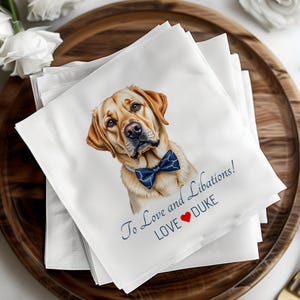 Custom Wedding Napkins, Bridal Shower Decor, Personalized Wedding, Dog Wedding Napkins, Pet Cocktail Napkins, Custom Pet Napkins, Wedding