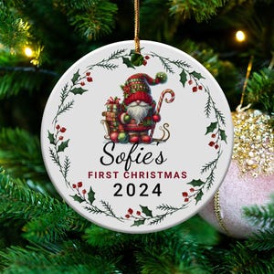 Custom Baby&#39;s First Christmas Ornament 2024 Personalized With Name Holiday Decoration Gift Keepsake Xmas Tree