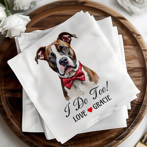 Custom Wedding Napkins, Personalized Pet Cocktail Napkins, Dog Wedding Napkins, Wedding Bar Napkins, Bridal Shower Decor, Engagement Party