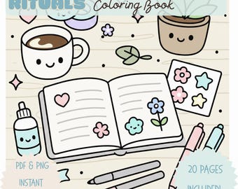Kawaii Coloring Book – Cozy Home Life, Self-Care (20 Pages, PDF)