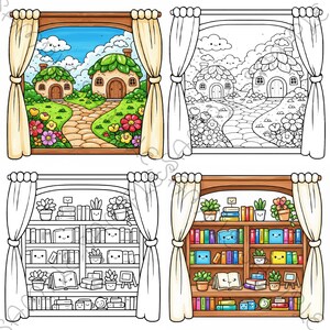 Little Window Worlds of Kawaii – Cute Fantasy Coloring Book for Adults & Teens, Cozy Whimsical Scenes, Bold Easy Coloring Pages
