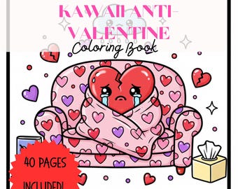 Kolorowanka Kawaii Antywalentynki (do pobrania w formacie PDF) – 40-stronicowa książka z zadaniami do druku
