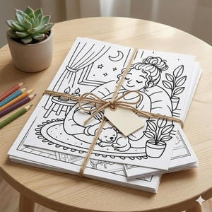Cozy Girl Coloring Book Printable – Cute Aesthetic Self-Care Coloring Pages, Relaxing Stress-Relief Art, Digital Coloring Book PDF, 50+ Page