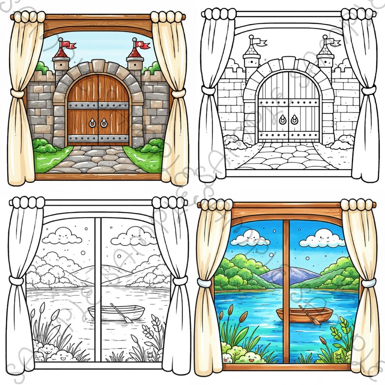 Little Window Worlds of Kawaii – Cute Fantasy Coloring Book for Adults & Teens, Cozy Whimsical Scenes, Bold Easy Coloring Pages