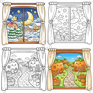 Little Window Worlds of Kawaii – Cute Fantasy Coloring Book for Adults & Teens, Cozy Whimsical Scenes, Bold Easy Coloring Pages