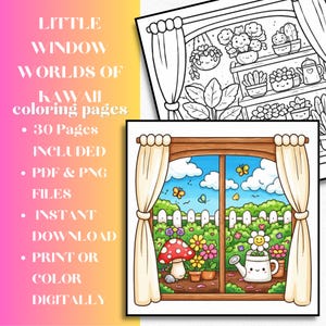Little Window Worlds of Kawaii – Cute Fantasy Coloring Book for Adults & Teens, Cozy Whimsical Scenes, Bold Easy Coloring Pages
