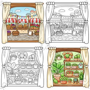 Little Window Worlds of Kawaii – Cute Fantasy Coloring Book for Adults & Teens, Cozy Whimsical Scenes, Bold Easy Coloring Pages