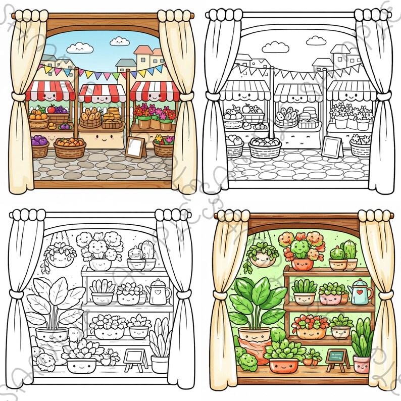 Little Window Worlds of Kawaii – Cute Fantasy Coloring Book for Adults & Teens, Cozy Whimsical Scenes, Bold Easy Coloring Pages