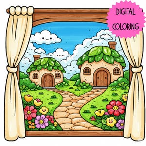 Little Window Worlds of Kawaii – Cute Fantasy Coloring Book for Adults & Teens, Cozy Whimsical Scenes, Bold Easy Coloring Pages