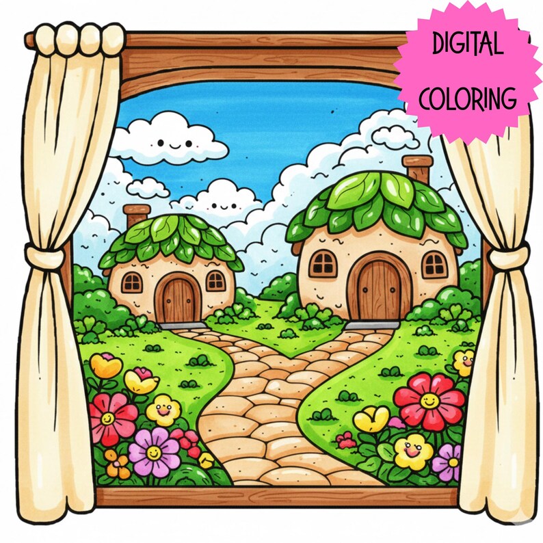 Little Window Worlds of Kawaii – Cute Fantasy Coloring Book for Adults & Teens, Cozy Whimsical Scenes, Bold Easy Coloring Pages