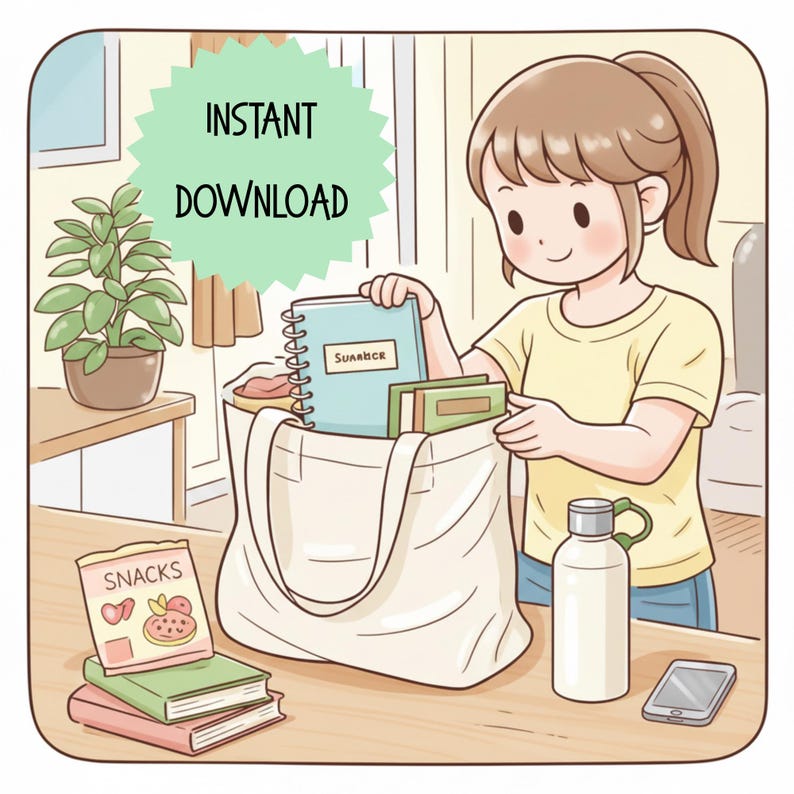 Soft Life Scenes Coloring Book - Relaxing Kawaii Illustrations, 20+ Pages (Digital Download) image 7